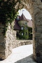 Medieval Castle Archway Gate and Antique Palace Royalty Free Stock Photo