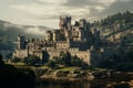 Medieval castle associated with the Knights Templar, shrouded in an aura of mystery and history. Generative Ai