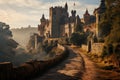 Medieval castle associated with the Knights Templar, shrouded in an aura of mystery and history. Generative Ai