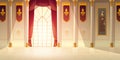 Medieval castle ballroom cartoon vector background