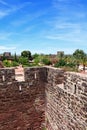 Medieval castle battlements and courtyard, Silves, Portugal. Royalty Free Stock Photo