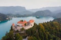 Medieval castle on Bled lake in Slovenia Royalty Free Stock Photo