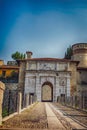 Medieval castle of Brescia city with a winged lion that holds a book Royalty Free Stock Photo