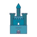 Medieval castle building blue lines Royalty Free Stock Photo