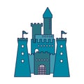 Medieval castle building blue lines Royalty Free Stock Photo