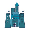 Medieval castle building blue lines Royalty Free Stock Photo