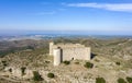 Medieval Castle called El Montgri at the top mountain near the sea in Costa Brava, Spain