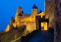 Medieval castle of Carcassonne in evening Royalty Free Stock Photo