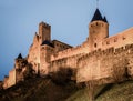 Medieval castle of Carcassonne in evening Royalty Free Stock Photo