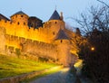 Medieval castle of Carcassonne in evening Royalty Free Stock Photo