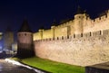 Medieval Castle at Carcassonne in night Royalty Free Stock Photo