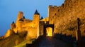 Medieval Castle of Carcassonne in night Royalty Free Stock Photo