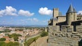 Medieval castle of Carcassonne and panorama of lower town