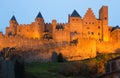 Medieval Castle at Carcassonne in twilight Royalty Free Stock Photo