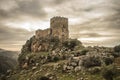 Medieval castle on a cliff on a cloudy day, Algoso, Vimioso, Miranda do Douro, BraganÃÂ§a, Tras-os-Montes, Portugal
