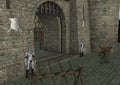 Medieval Castle Entrance With Guards Illustration