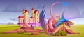 Medieval castle and fantasy dragon fairytale scene Royalty Free Stock Photo