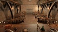 Medieval castle great hall interior 3d illustration