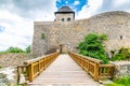 Medieval castle Helfstyn, Czech Republic. Ancient castle in gothic style. Castle walls and interiors, beautiful old tower. Summer