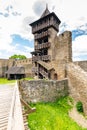 Medieval castle Helfstyn, Czech Republic. Ancient castle in gothic style. Castle walls and interiors, beautiful old tower. Summer