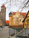 Explore the medieval Castle Schloss of Quedlinburg, Harz, Germany Royalty Free Stock Photo