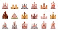 Medieval castle icon set, cartoon style Royalty Free Stock Photo