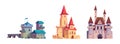 Medieval castle icon vector cartoon kingdom set