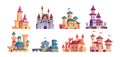 Medieval castle icon vector cartoon kingdom set