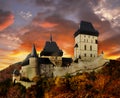 Medieval Castle Karlstejn Sunset Bohemia Royalty Free Stock Photo