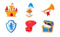 Medieval castle and kingdom - flat design style icons set