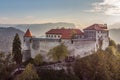 Medieval castle on Bled lake in Slovenia in autumn. Royalty Free Stock Photo
