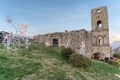 The Medieval Castle of Lettere during the Christmas time, with lights and Christmas markets, Naples, Italy Royalty Free Stock Photo