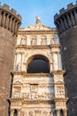 The medieval castle of Maschio Angioino or Castel Nuovo New Castle, Naples, Italy. History