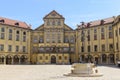 Medieval castle Nesvizh, Belarus. Inner yard and well