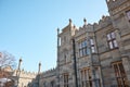 medieval castle, prince's house, stone walls, towers and large oak doors Royalty Free Stock Photo