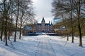 Medieval castle Renswoude in the Netherlands in winter Royalty Free Stock Photo
