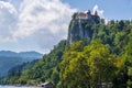 Medieval castle on the rock above the Lake Bled, Slovenia Royalty Free Stock Photo
