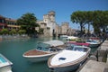 medieval castle Scaliger in old town of Sirmione . beautiful lake Lago di Garda, Italy. June 19, 2017 Royalty Free Stock Photo