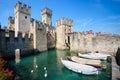 Medieval castle Scaliger in old town Sirmione on lake Lago di Garda, northern Italy Royalty Free Stock Photo