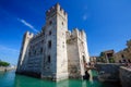 Medieval castle Scaliger in old town Sirmione on lake Lago di Garda, northern Italy Royalty Free Stock Photo