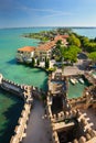 Medieval castle Scaliger in old town Sirmione on lake Lago di Garda, northern Italy Royalty Free Stock Photo