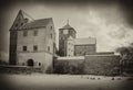 Medieval castle in sepia