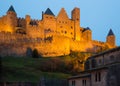 Medieval Castle in sunset time. Carcassonne Royalty Free Stock Photo