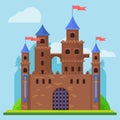 Medieval castle. Tower building, architecture ancient history. Flat illustration Royalty Free Stock Photo