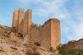 medieval castle wall of Albarracin, Aragon, Spain, sunny day Royalty Free Stock Photo