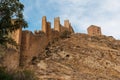 medieval castle wall of Albarracin, Aragon, Spain, sunny day Royalty Free Stock Photo