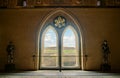 Medieval castle window with view Royalty Free Stock Photo