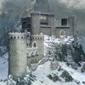 Medieval castle in a winter scenery Royalty Free Stock Photo