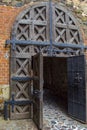 Medieval castle wooden door