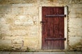 Medieval castle wooden door.